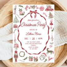 Invitation de fête de Noël dessinée à la main de m