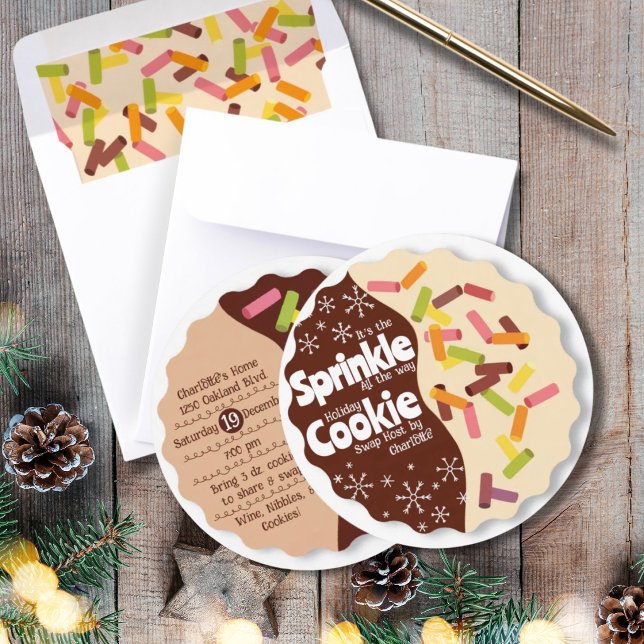 Invitation de fête de Noël Échange de biscuits (this listing is for the ivitation only Envelope liner sold separately in same collection.)