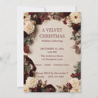 Invitation de fête de Noël élégante avec Dahlia Bo