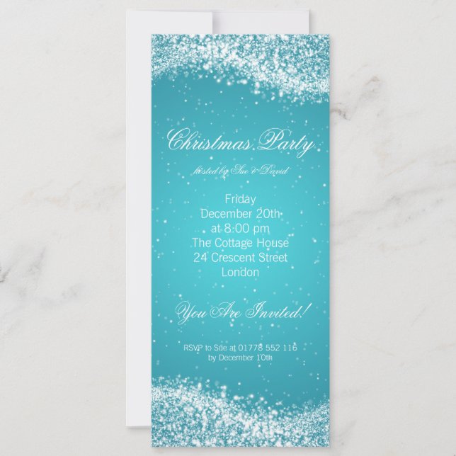 Invitation de fête de Noël Élégante étincelle bleu (Devant)
