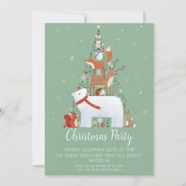 Invitation de fête de Noël en aquarelle (Devant)