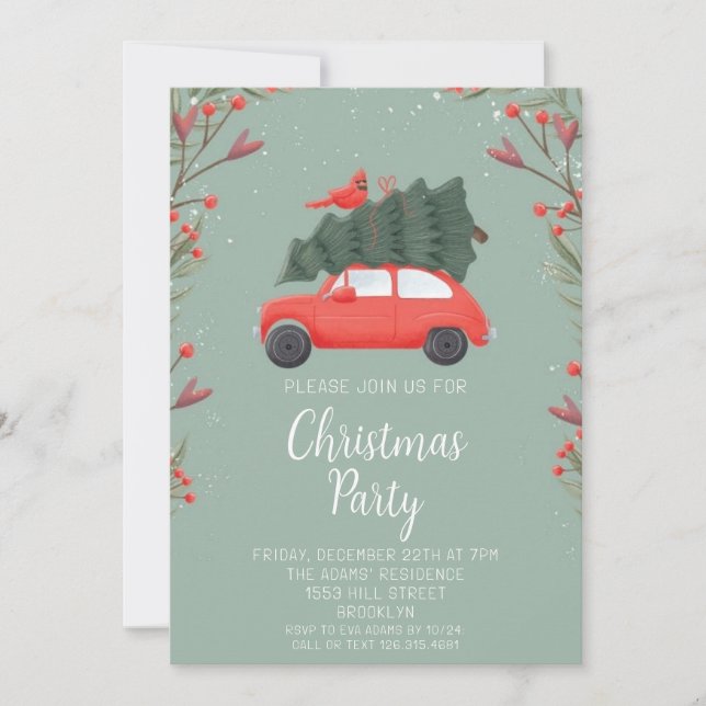 Invitation de fête de Noël en aquarelle (Devant)