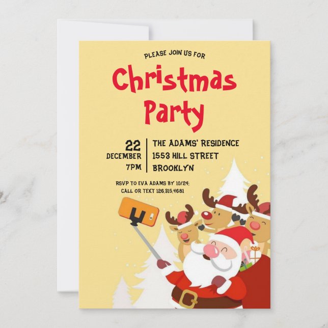 Invitation de fête de Noël en aquarelle (Devant)