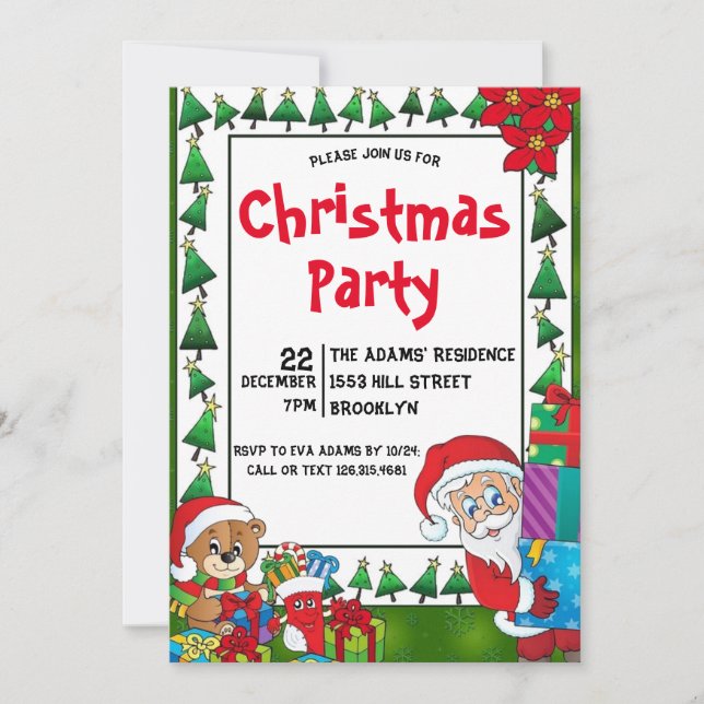 Invitation de fête de Noël en aquarelle (Devant)