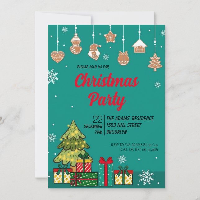 Invitation de fête de Noël en aquarelle (Devant)