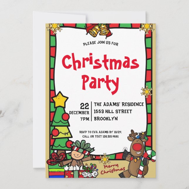 Invitation de fête de Noël en aquarelle (Devant)