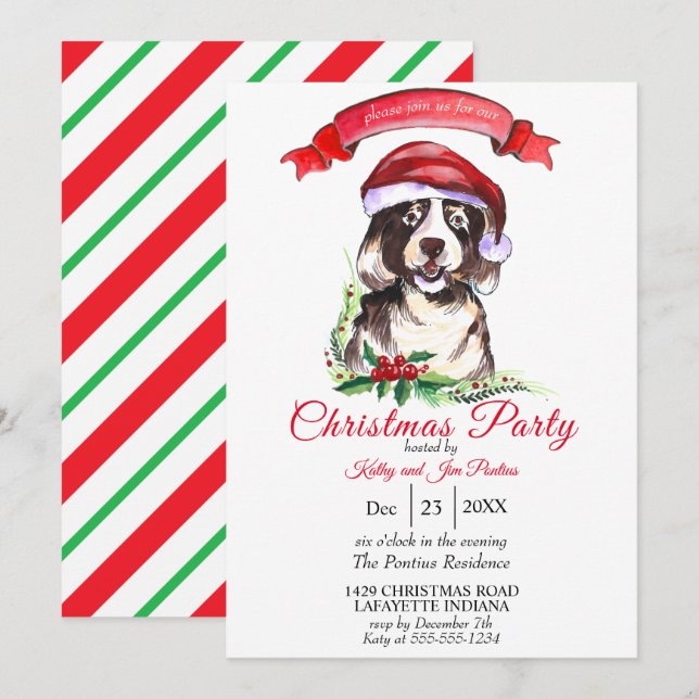 Invitation de fête de Noël en aquarelle (Devant / Derrière)