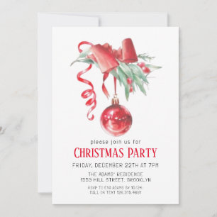 Invitation de fête de Noël en aquarelle
