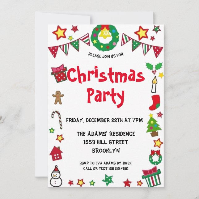 Invitation de fête de Noël en aquarelle (Devant)