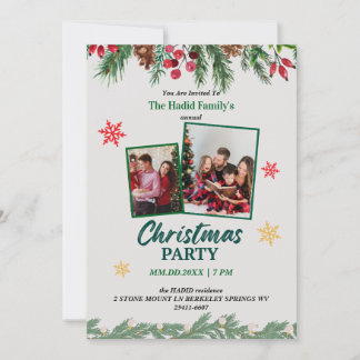 Invitation de fête de Noël en famille photo vintag