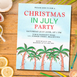 Invitation de fête de Noël en juillet à petit budg