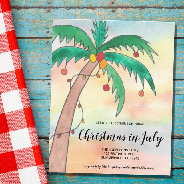 Invitation de fête de Noël en juillet à petit budg (Créateur téléchargé)