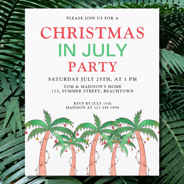 Invitation de fête de Noël en juillet à petit budg (Créateur téléchargé)