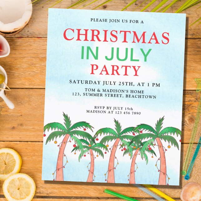 Invitation de fête de Noël en juillet à petit budg (Créateur téléchargé)