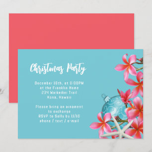 Invitation de fête de Noël Fleurs de Plumeria rose