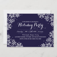 Invitation de fête de Noël flocon de neige bleu ro
