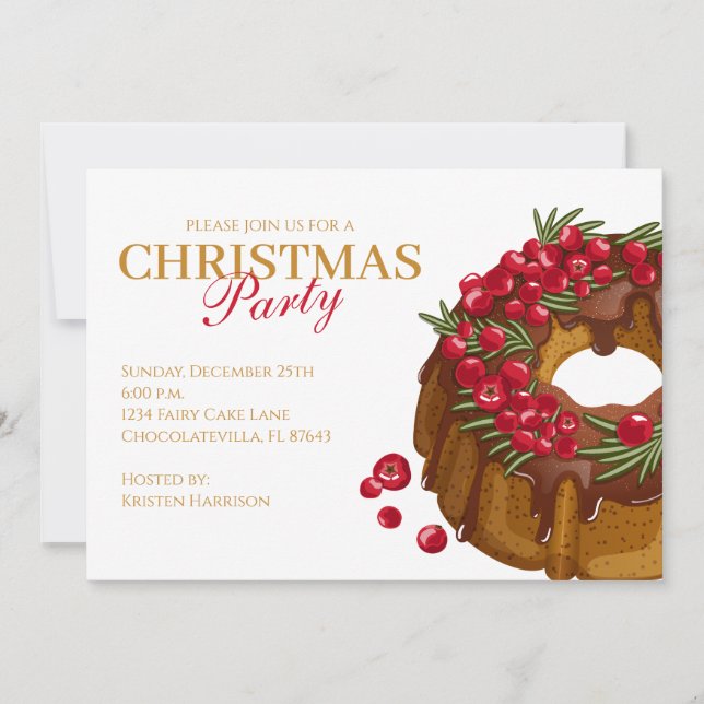 Invitation de fête de Noël Gâteau Bundt aux Canneb (Devant)