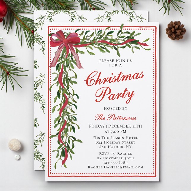 Invitation de fête de Noël Guirlande de gui Modern (Créateur téléchargé)