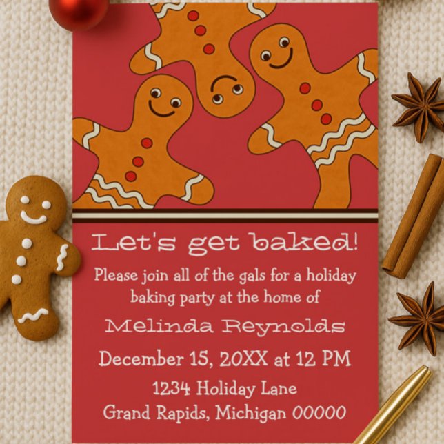 Invitation de fête de Noël Hommes Gingerpain souri (Smiling Gingerbread Men Christmas Party Invitation
)