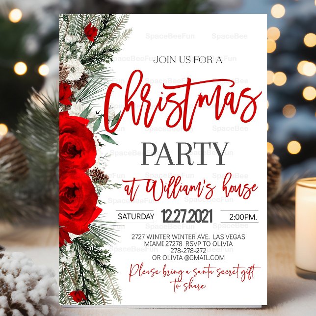 Invitation de fête de Noël Invitation de fête de N (Christmas Party Invitation,winter party invites,Christmas Party Invite, Christmas Party invitation,H)