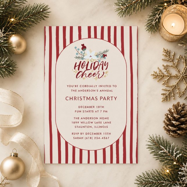 Invitation de fête de Noël Joie des Fêtes (Holiday Cheer Christmas Holiday Party Invitation)