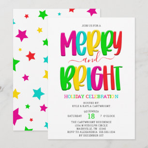 Invitation de fête de Noël joyeuse et brillante