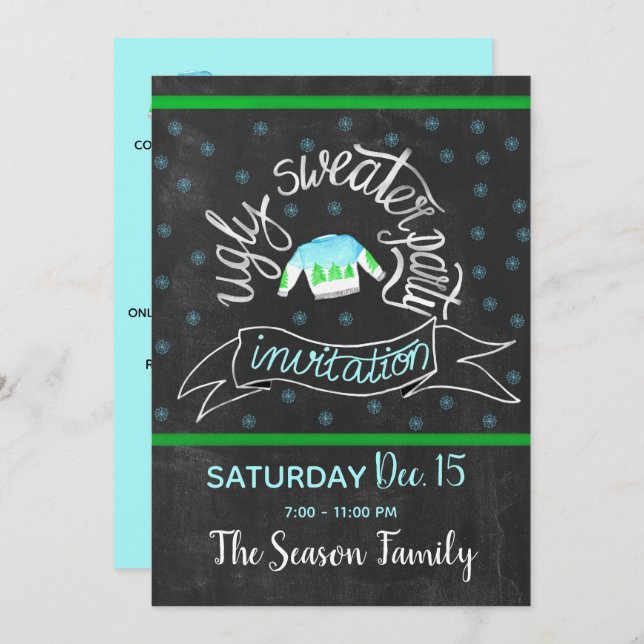 Invitation de fête de Noël moche (Devant / Derrière)