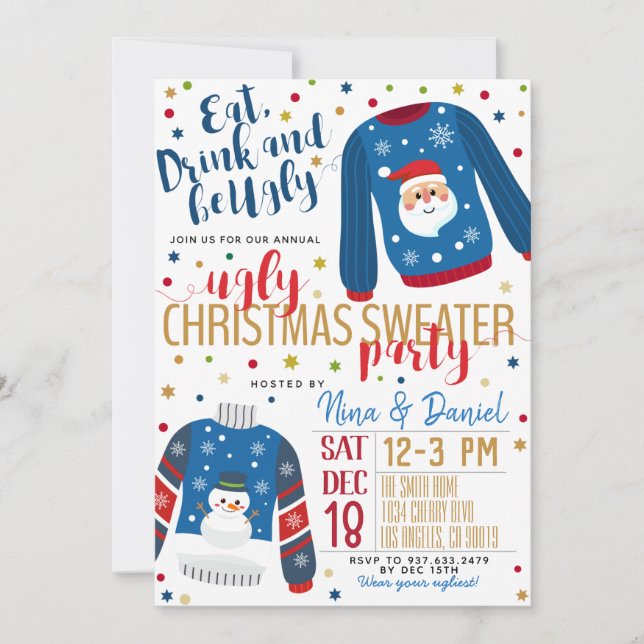 Invitation de fête de Noël moche (Devant)