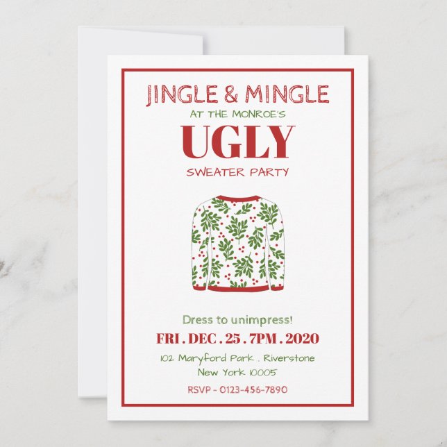 Invitation de fête de Noël moche (Devant)