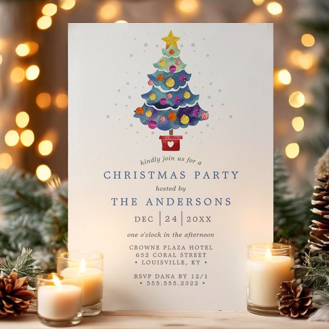 Invitation de fête de Noël moderne à l'aquarelle (Créateur téléchargé)