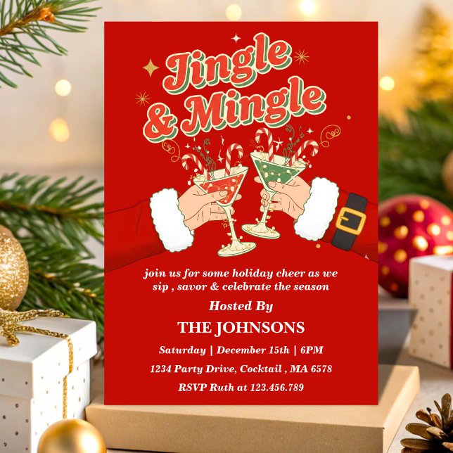 Invitation de fête de Noël modifiable Retro Jingle (Créateur téléchargé)