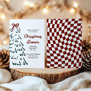 Invitation de fête de Noël rétro dessinée à la mai