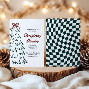Invitation de fête de Noël rétro dessinée à la mai