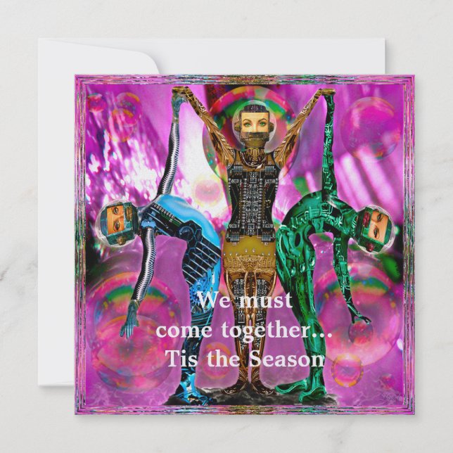 Invitation de fête de Noël robotique (Devant)