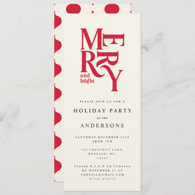 Invitation de fête de Noël rouge coloré (Devant / Derrière)