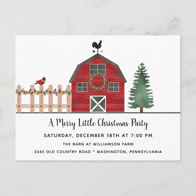 Invitation de fête de Noël rustique à la ferme  (Devant)