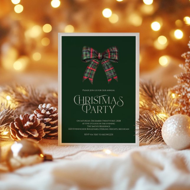 Invitation de fête de Noël Rustique Vert Rouge et  (Créateur téléchargé)