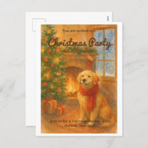 Invitation de fête de Noël ・ Scène de chien confor