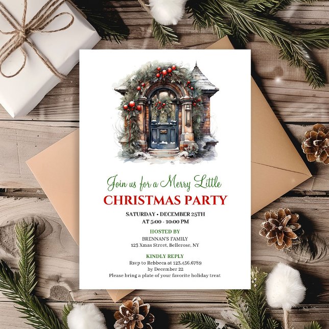 Invitation de fête de Noël scène de vacances minim (Minimalist Holiday scene Christmas party invite

)