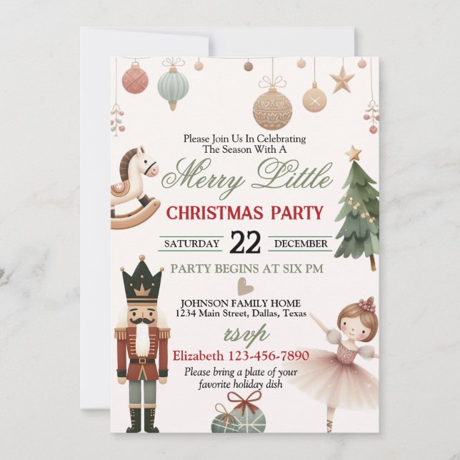 Invitation de fête de Noël sur le thème des vacanc (Devant)