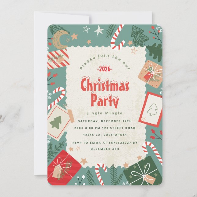 Invitation de fête de Noël vintage (Devant)