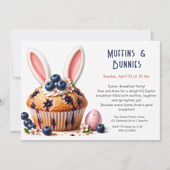 Invitation de fête de Pâques Petit déjeuner Muffin (Devant)