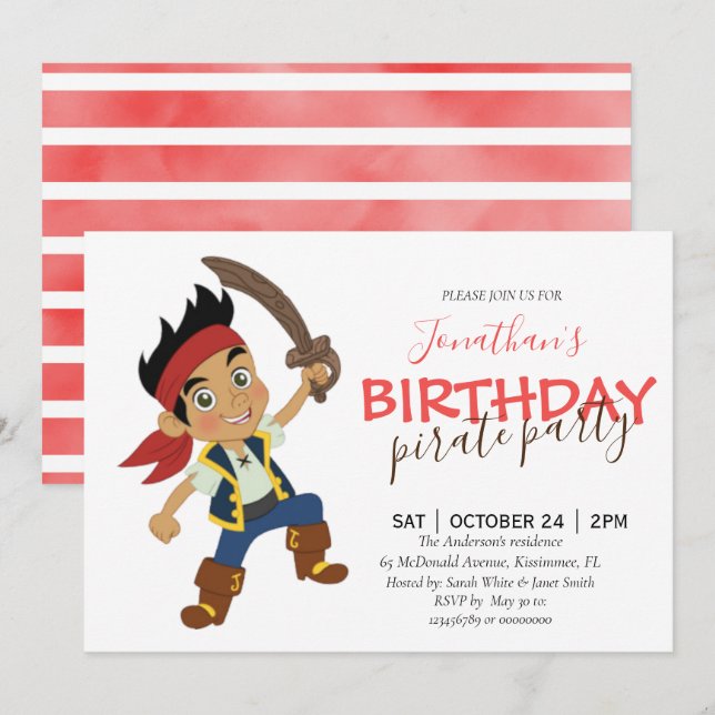 invitation de fête de pirates (Devant / Derrière)