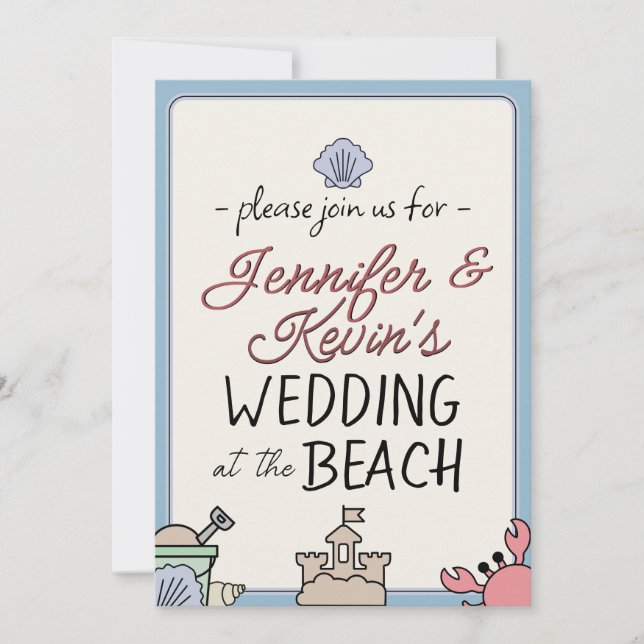 Invitation de fête de plage de mariage Château de  (Devant)