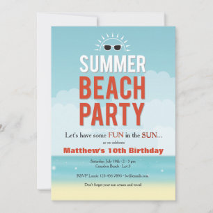 Invitation de fête de plage ensoleillée d'été