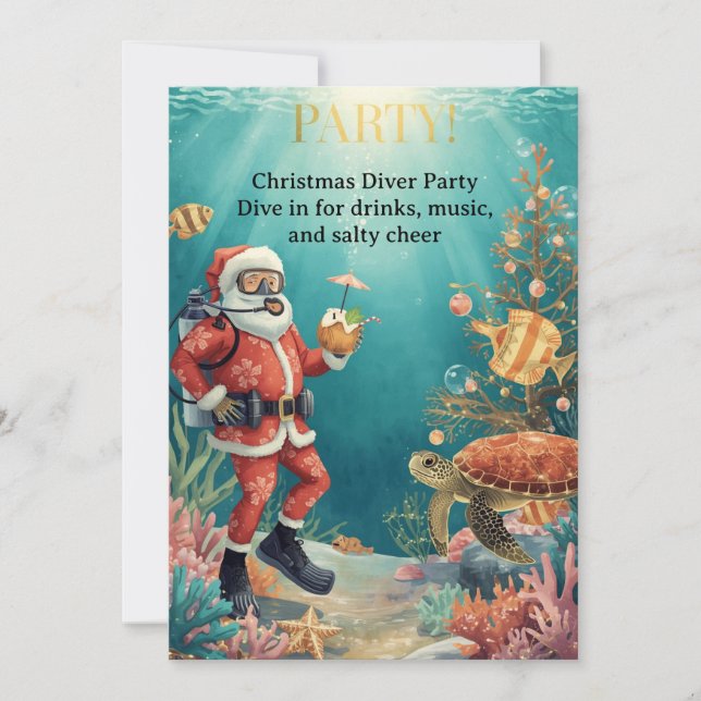 Invitation de fête de plongée en apnée pour Noël (Devant)
