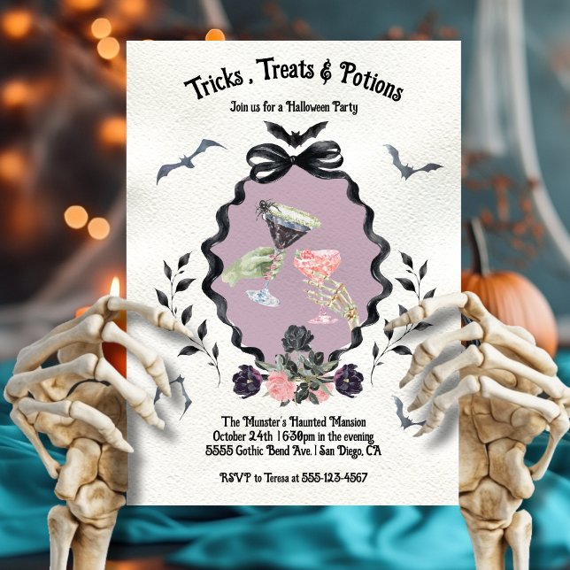 Invitation de fête de potions d'Halloween florale  (Créateur téléchargé)