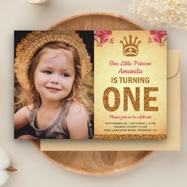 Invitation de fête de premier anniversaire de Prin (Créateur téléchargé)