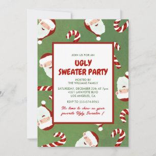 Invitation de fête de pull moche Cute Santa Barley