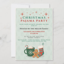 Invitation de fête de pyjama de Noël rétro avec ch